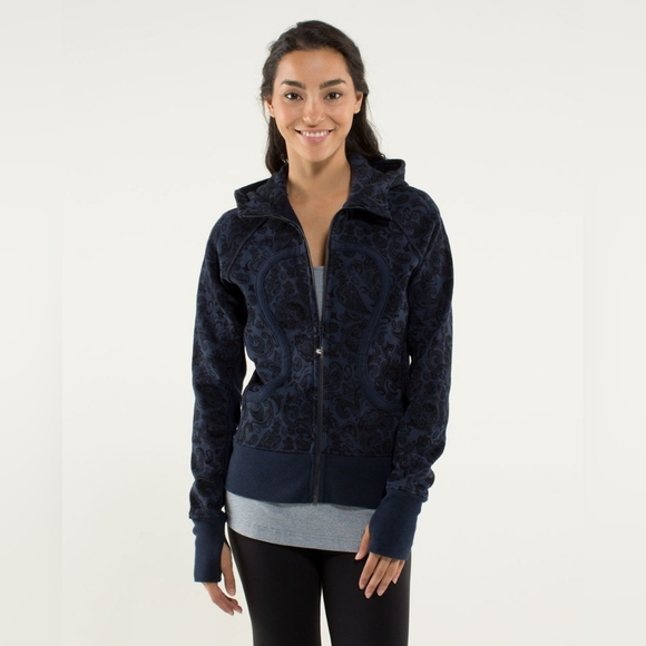 Lululemon Scuba Hoodie *Stretch (Lined Hood) Paisley Inkwell Blue Size 6 Zipper - Picture 11 of 11